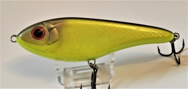 Buster Jerk 15cm sinking, Sonnengelb, Gold Glitter UV