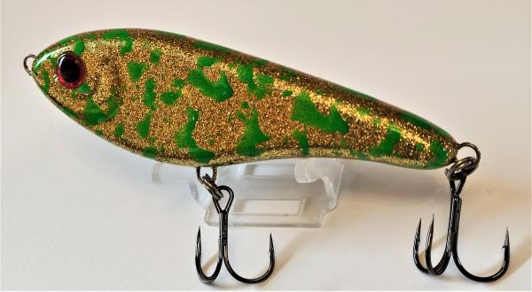 Buster Jerk 15cm sinking, grün, Gold Glitter uv