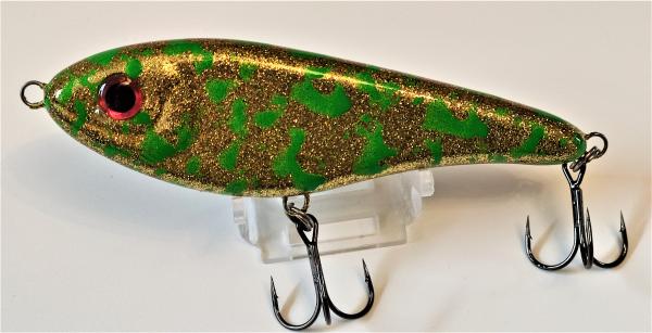 Buster Jerk 15cm sinking, grün, Gold Glitter uv